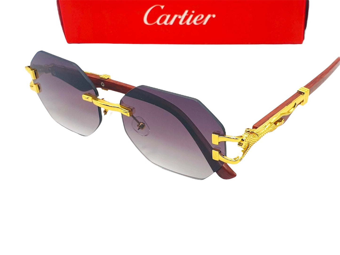 Cartier-Inspired Luxury Rimless Sunglasses