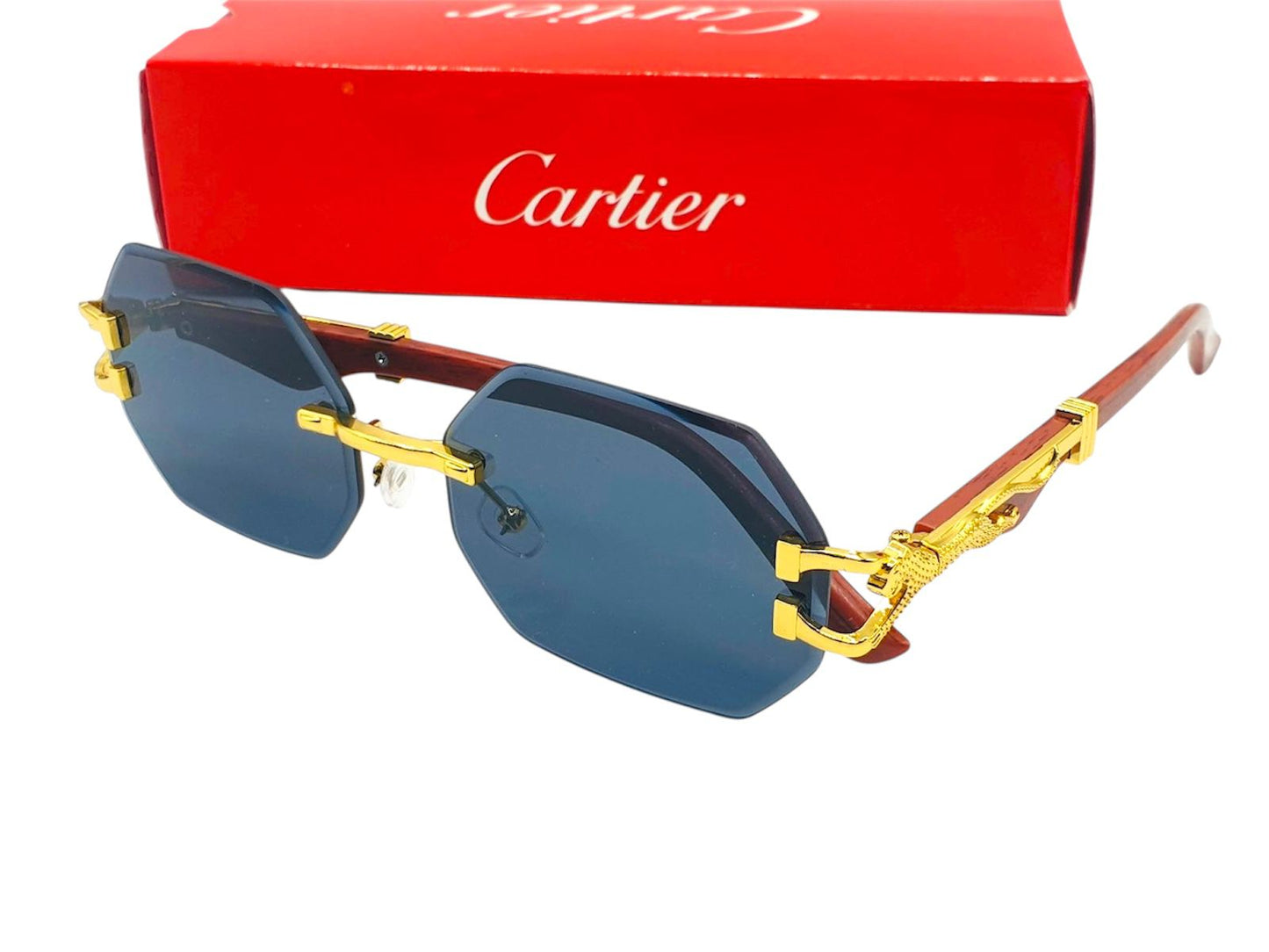Cartier-Inspired Luxury Rimless Sunglasses