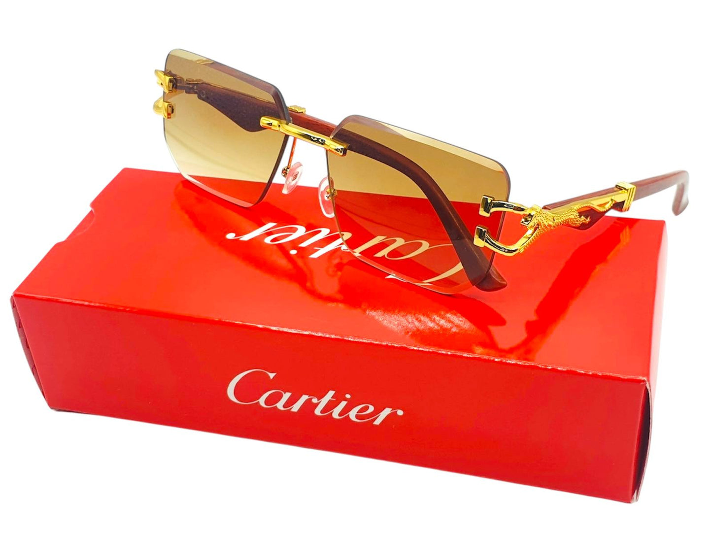 Cartier-Inspired Luxury Rimless Sunglasses
