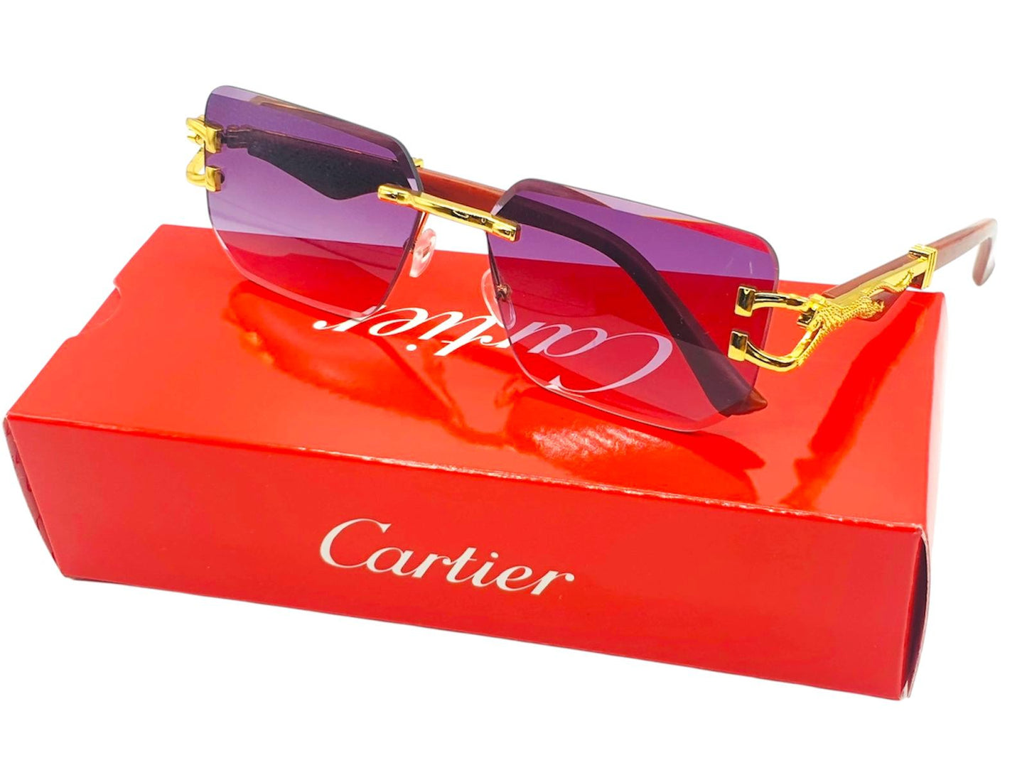 Cartier-Inspired Luxury Rimless Sunglasses