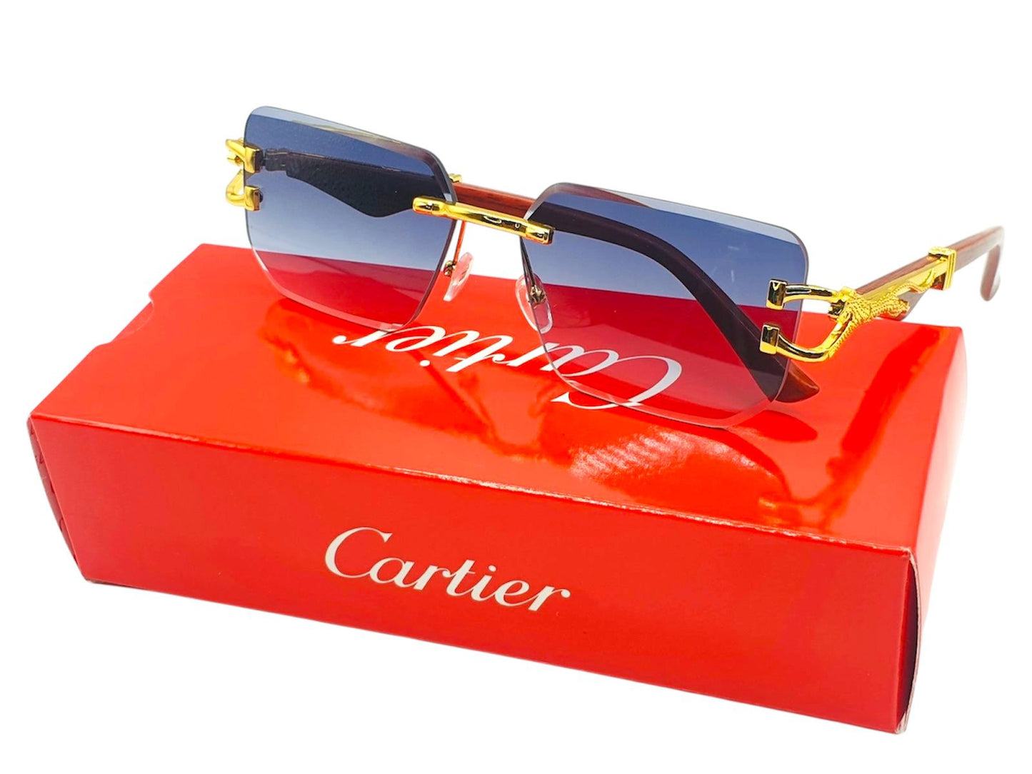 Cartier-Inspired Luxury Rimless Sunglasses