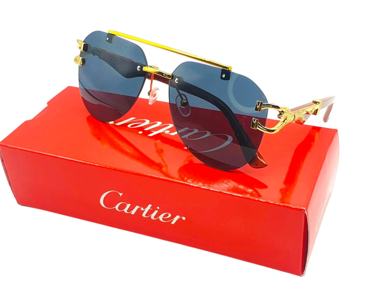 Cartier-Inspired Luxury Rimless Sunglasses