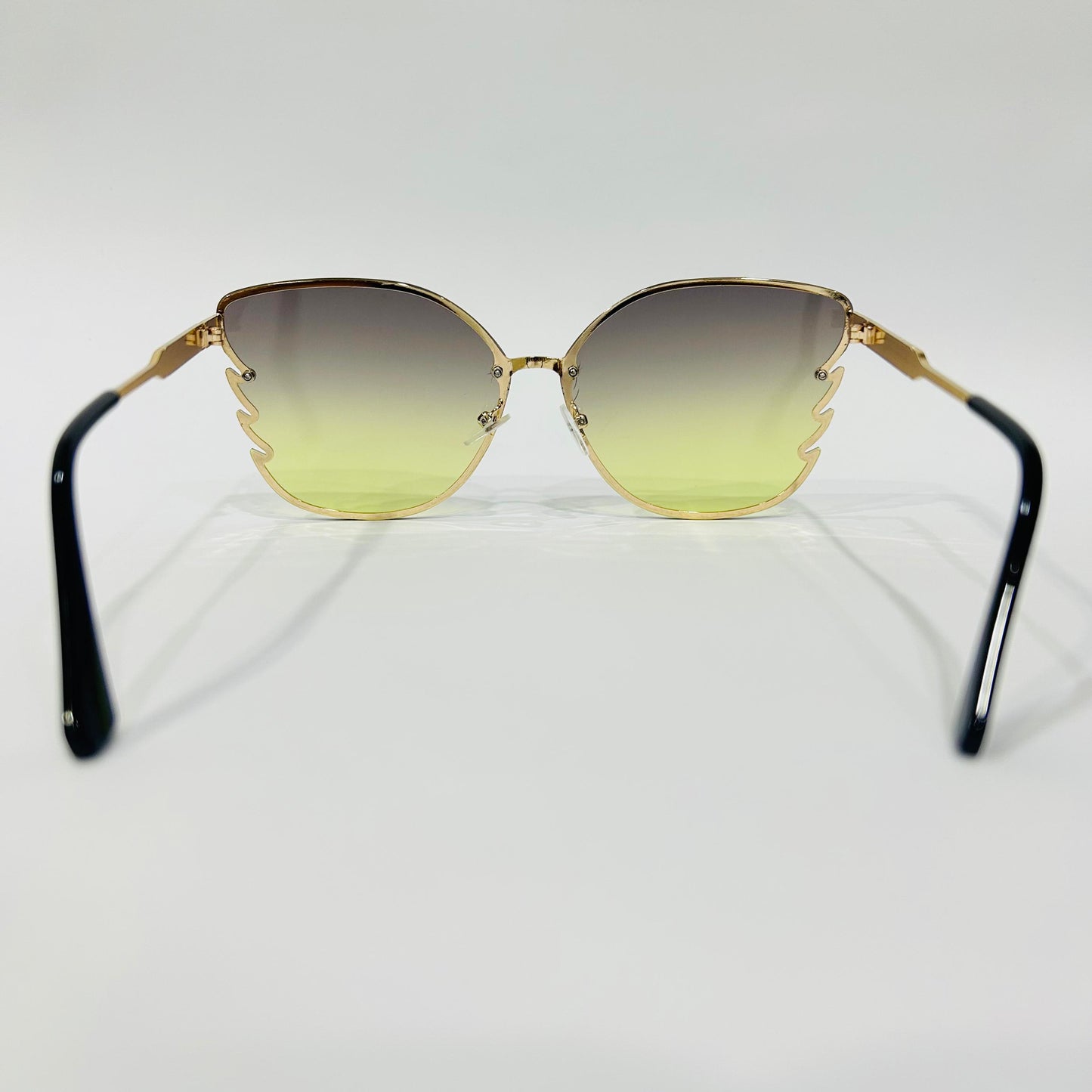 Eagle Wing Chic Navy-Green Sunglasses with Golden Arms - Trendy Glasses - Stylish Eyewear for Girls