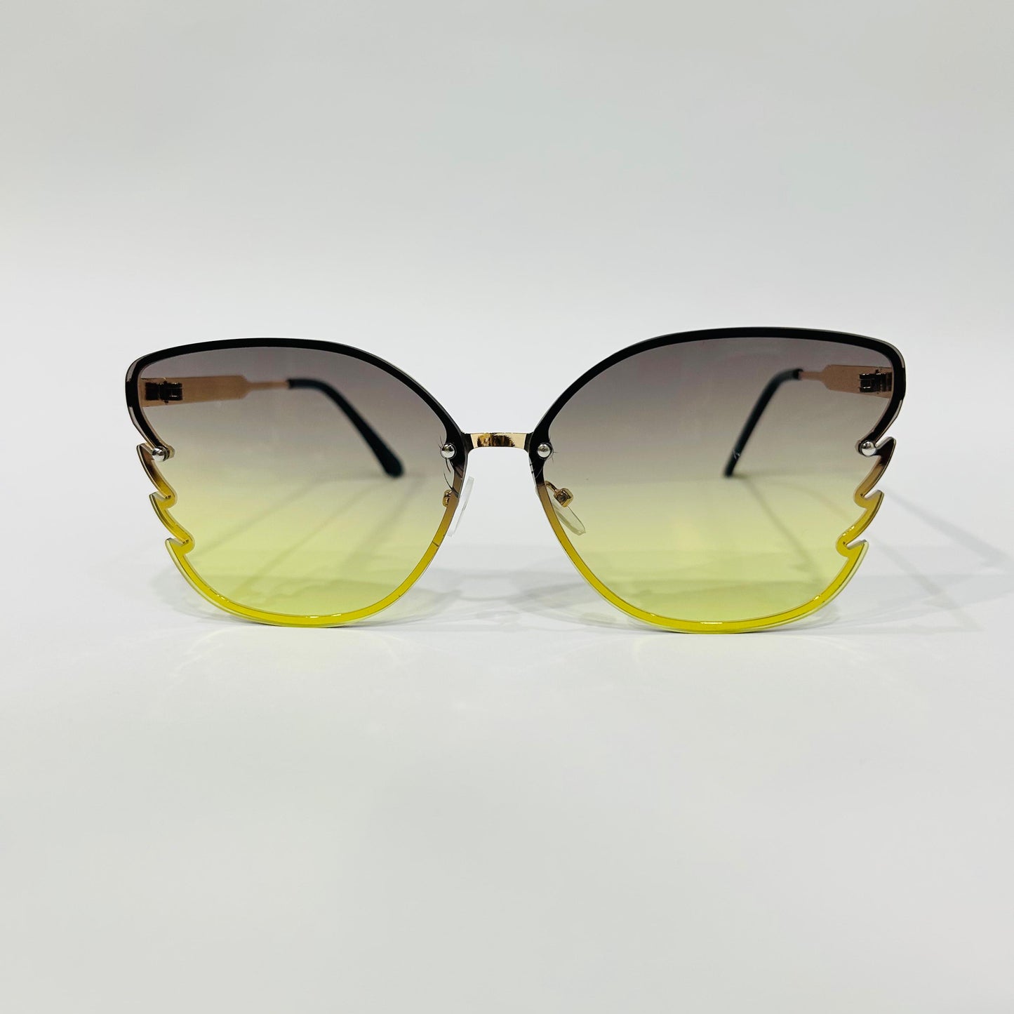 Eagle Wing Chic Navy-Green Sunglasses with Golden Arms - Trendy Glasses - Stylish Eyewear for Girls