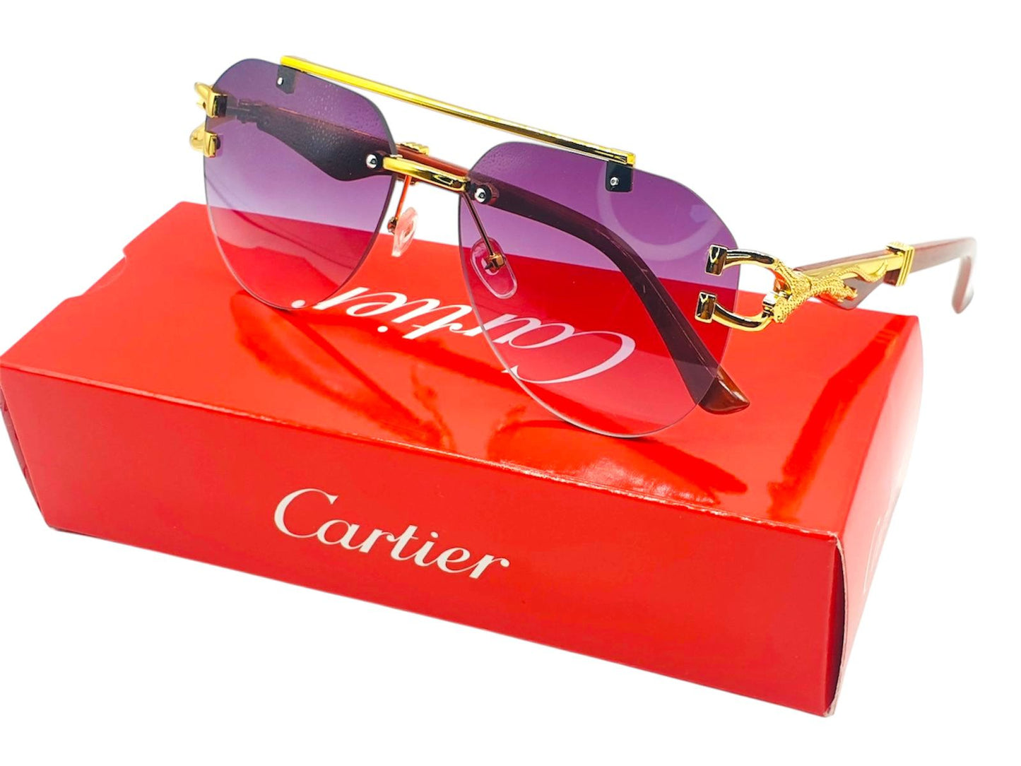 Cartier-Inspired Luxury Rimless Sunglasses