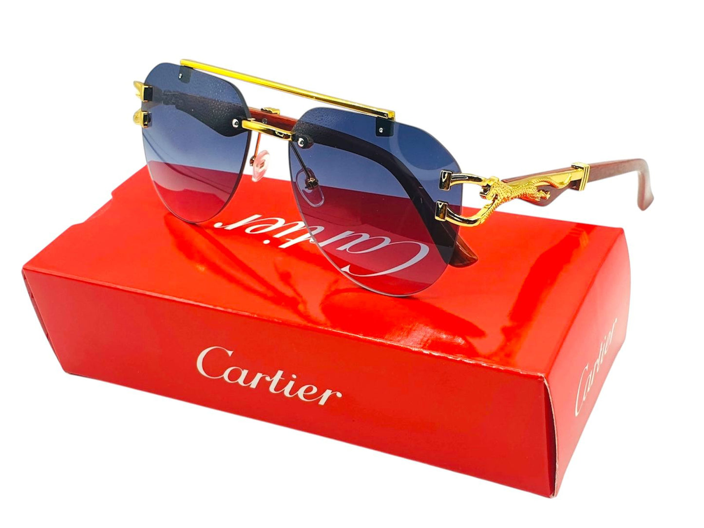Cartier-Inspired Luxury Rimless Sunglasses