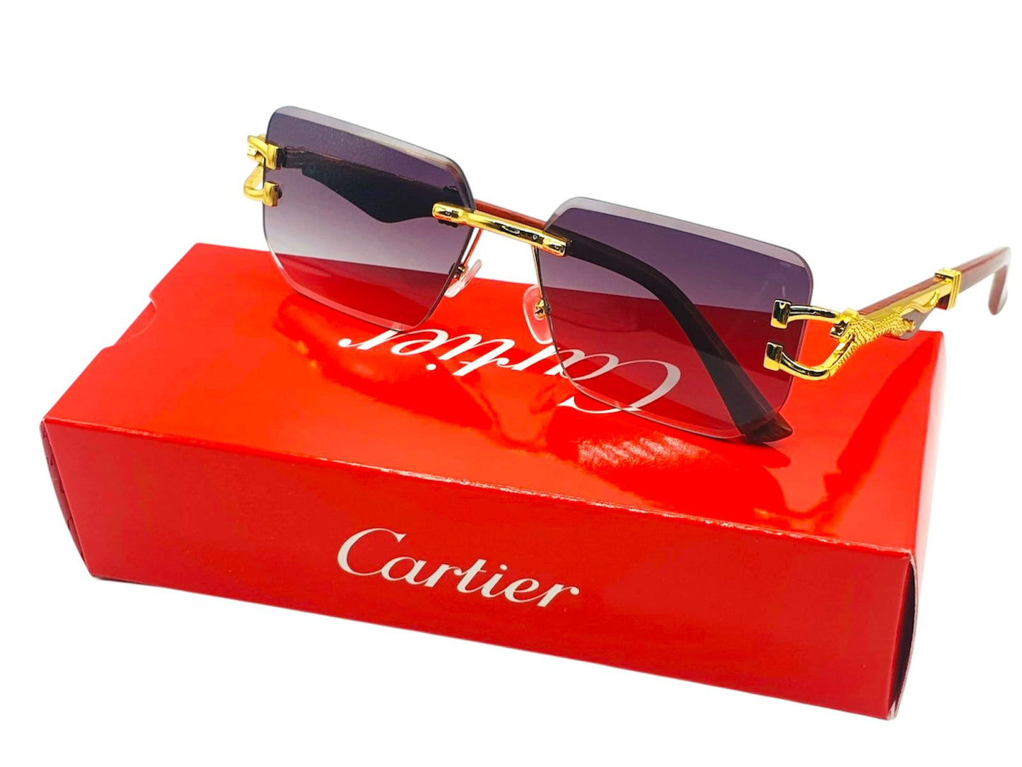 Cartier-Inspired Luxury Rimless Sunglasses