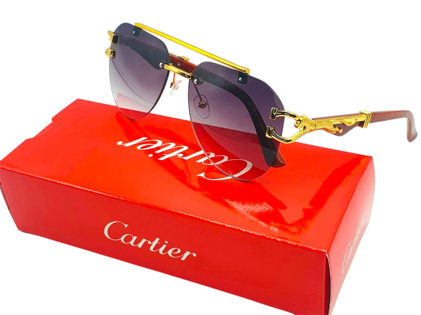 Cartier-Inspired Luxury Rimless Sunglasses