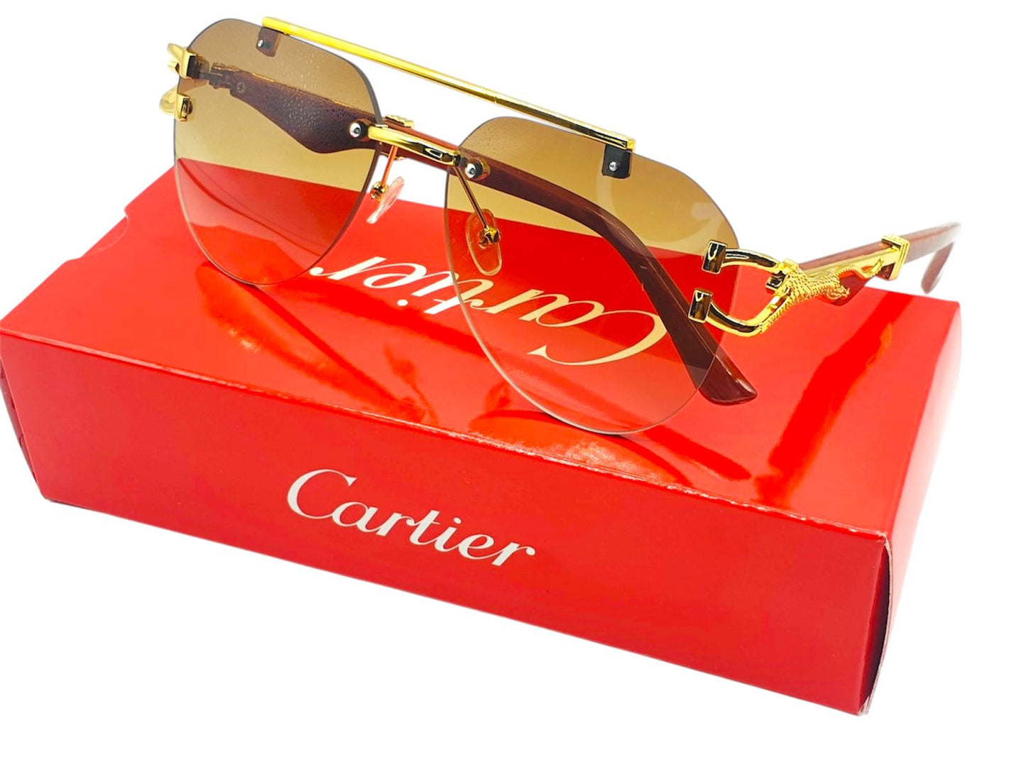 Cartier-Inspired Luxury Rimless Sunglasses