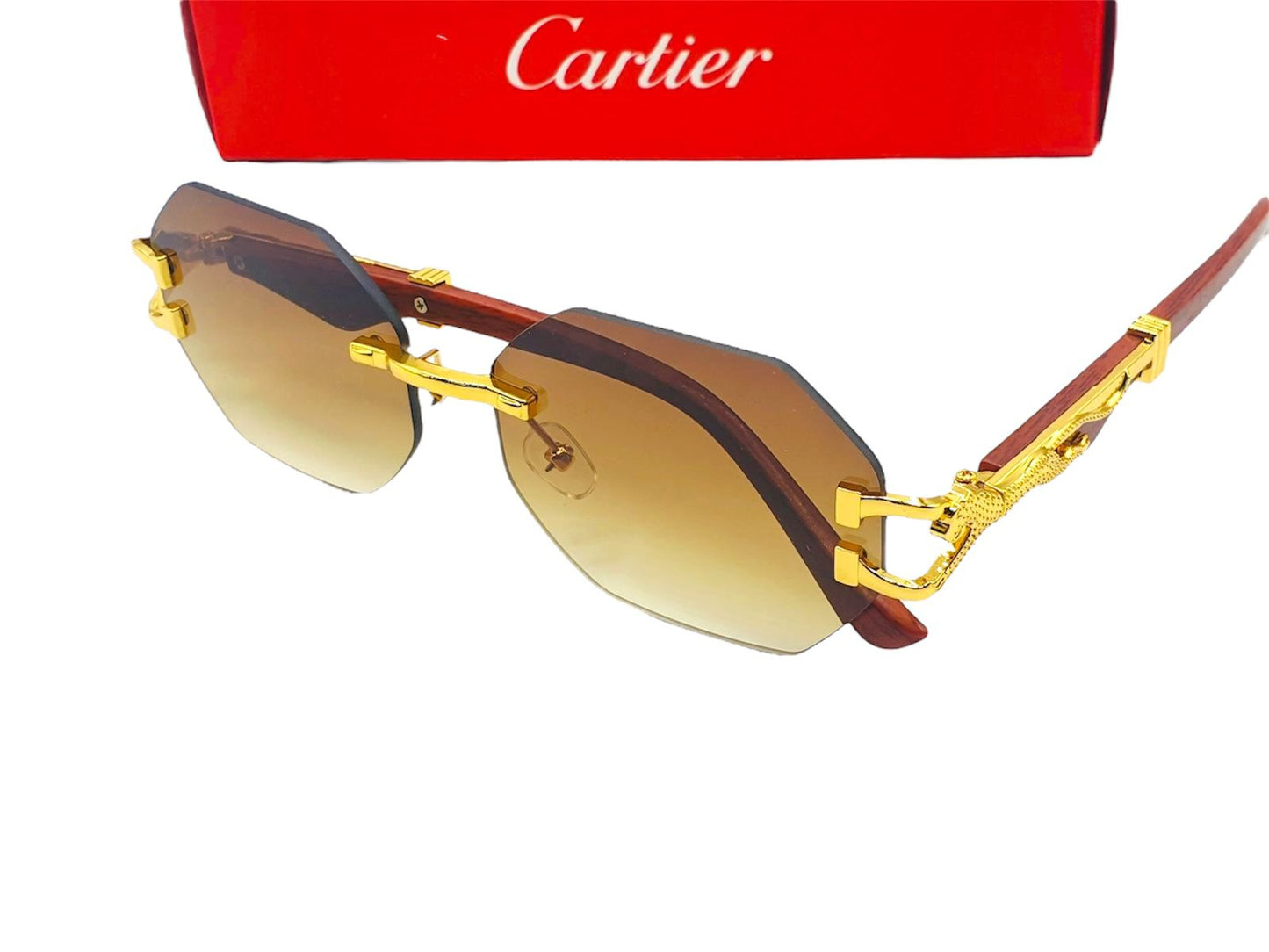 Cartier-Inspired Luxury Rimless Sunglasses